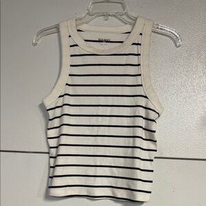 OLD NAVY WOMENS BLACK WHITE STRIPED TANK TOP LARGE